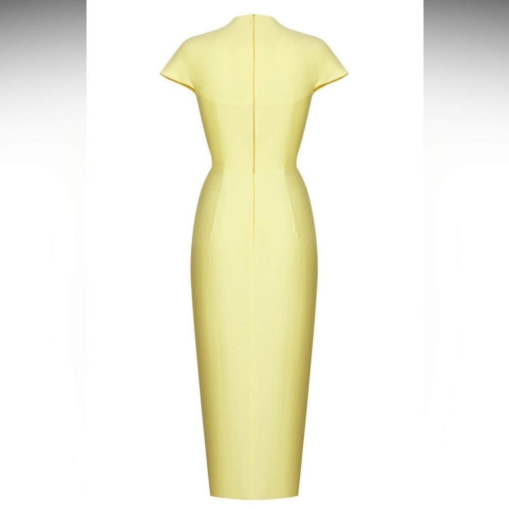 Rasario ruched linen yellow dress - Picture 3 of 11
